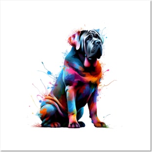 Colorful Splashed Paint Neapolitan Mastiff Art Posters and Art